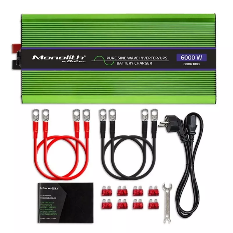 Automobilový menič Qoltec Monolith 6000 W zelený 12 V