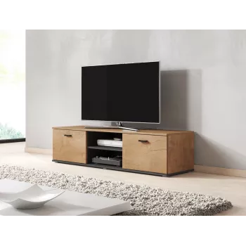 TV skrinka Cama Meble SOHO 140, Lefkas dub/čierna, 1400×430×370 mm