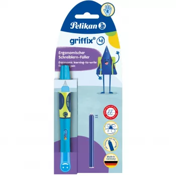 Pelikan griffix® plniace pero pre pravákov - Neon Fresh Blue - modrá - náplňový systém - modrá - plast - nehrdzavejúca oceľ - praváci (820363)