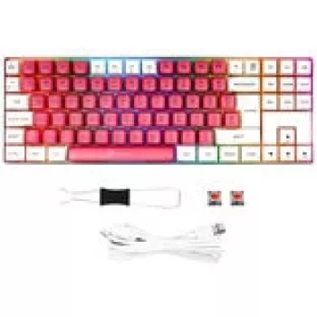 Mechanická herná klávesnica GAMIAC TKL90G s Kailh Red spínačmi, Tenkeyless, biela/červená