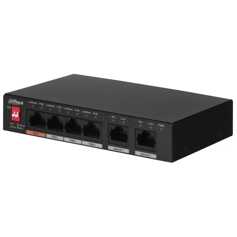 Dahua Technology PFS3006-4ET-60 neupravovaný L2 Fast Ethernet (10/100) Power over Ethernet (PoE) čierny