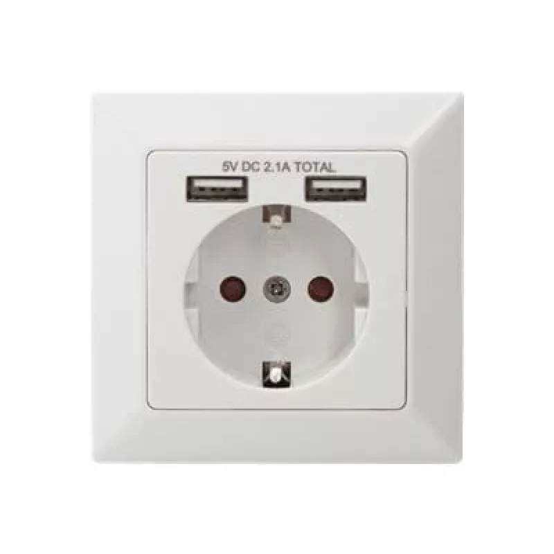 Bezpečnostná zásuvka na zapustenú montáž Digitus DA-70613 s 2 USB portmi