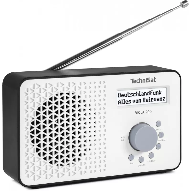 TechniSat VIOLA 200 digitálne rádio s budíkom DAB+, biela/čierna