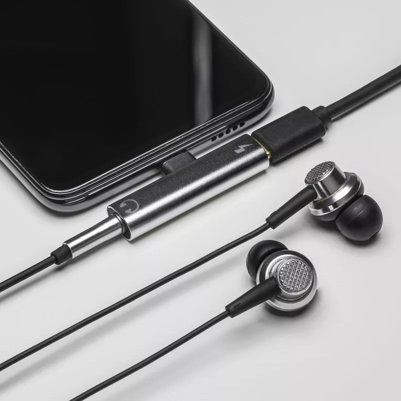 AKYGA AK-AD-71 adaptér USB-C konektor samec na USB-C konektor samica + 3,5 mm jack, DAC