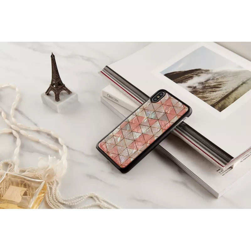 Ochranné puzdro iKins pre iPhone XS Max — kosoštvorcový vzor, čierna