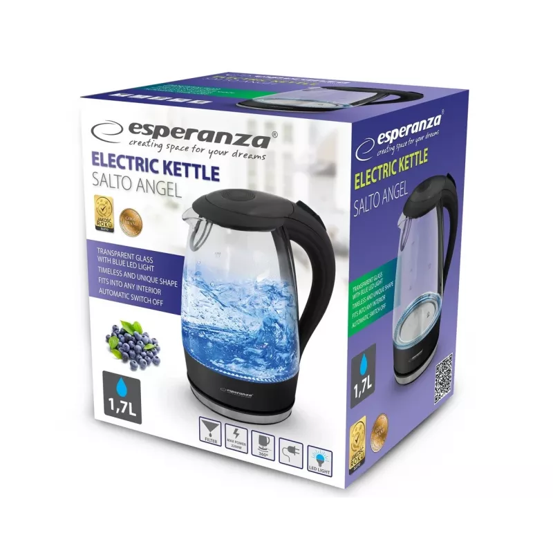 Esperanza - kanvica Salto Angel EKK011K 2200W 1,7l čierna (EKK011K)