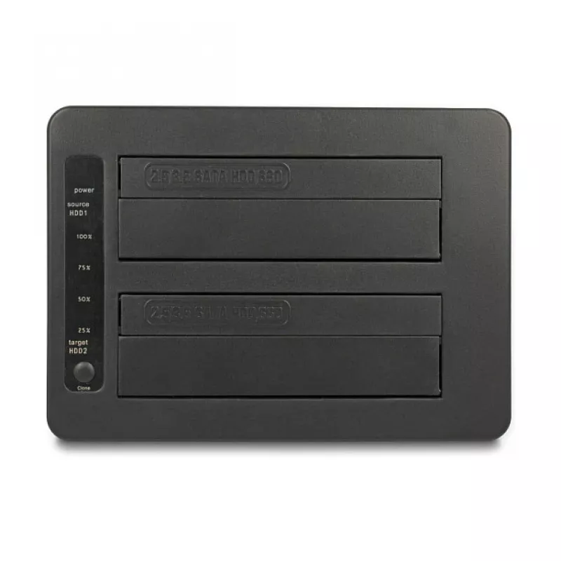 DeLOCK USB duálna dokovacia stanica pre 2 x SATA HDD SSD klonovacia funkcia čítačka kariet
