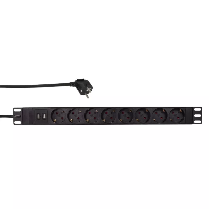 LogiLink – rozvod napájania (do racku) – 3500 Watt – vstup CEE 7/7 – výstupné konektory: 8 (2 x USB, 8 x CEE 7/7) – 1U – 4