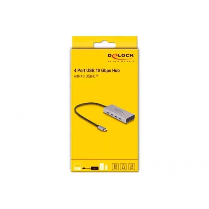 DELOCK USB hub 10 Gbps Type-C 4 porty PD 85W 30cm kábel