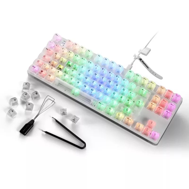 Crystal Shark, herná klávesnica biela, DE-layout, KTT