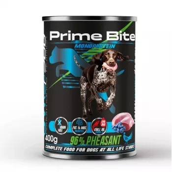 PRIME BITE Monoprotein Bažant s bobuľami - mokré krmivo pre psy - 400g