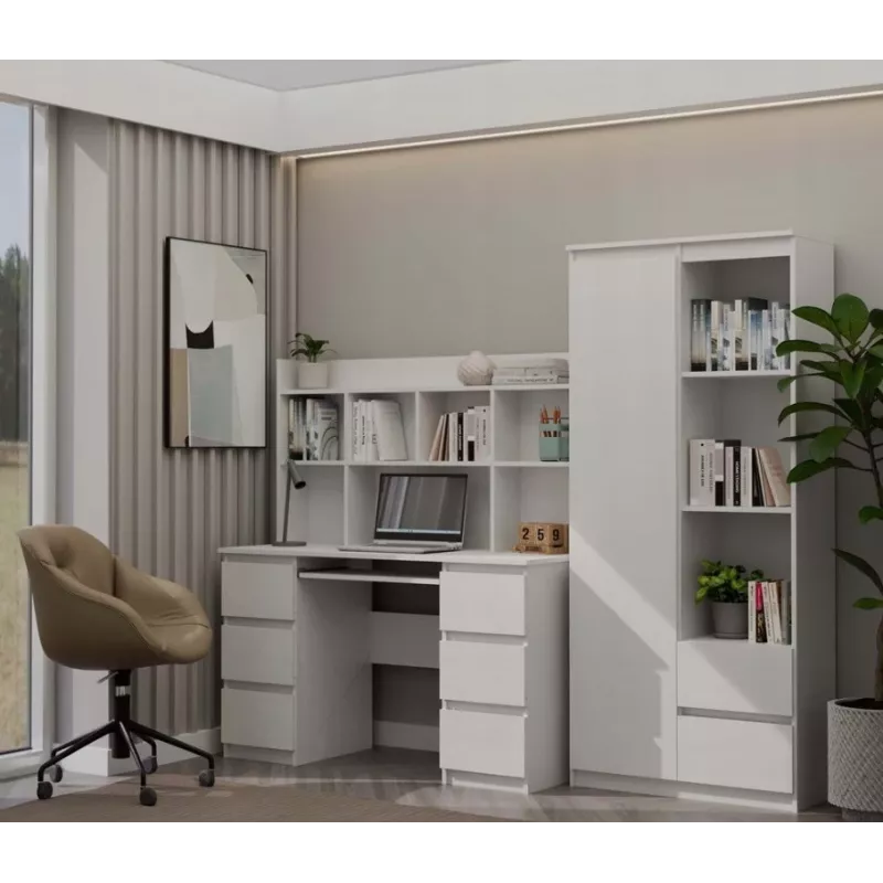 KUBA písací stôl set + Extension Piece, biely