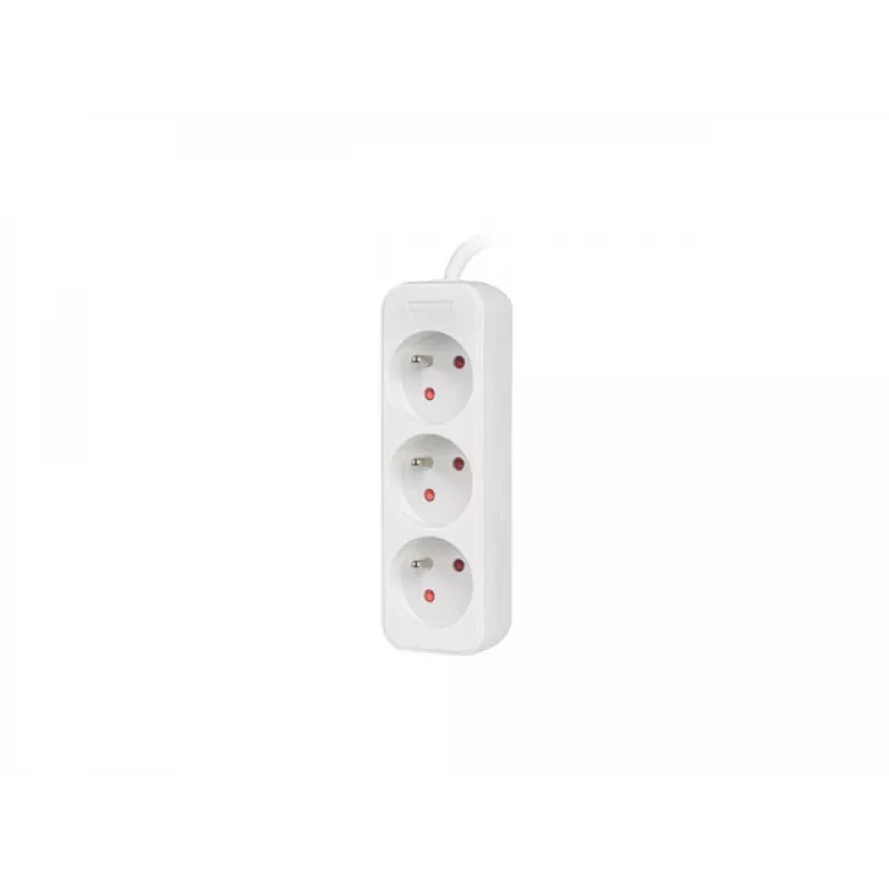 LANBERG PS0-03E-0300-W 3M biely 3X 230V predlžovací kábel z plnej medi