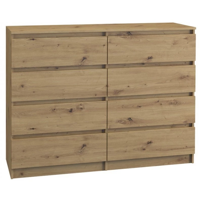 Komoda Topeshop M8 120 ARTISAN dub 8 zásuviek