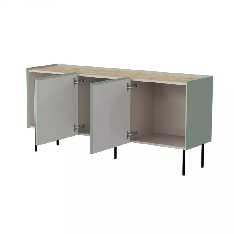 Komoda cama meble FELLINI 150×40×70 cm, olivová s olejovanou dubovou doskou, MDF korpus