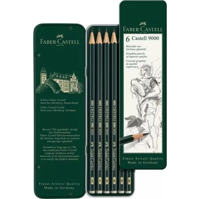 Grafitová ceruzka Faber-Castell 9000 zelená Wood 6 kusov