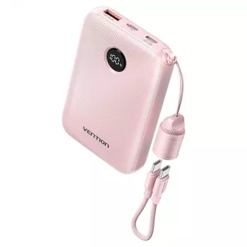 Powerbank Vention FKAP0-C 10000 mAh, 2× USB-C + 1× USB-A, 22,5 W, ružová