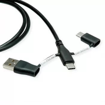 ROLINE USB 2.0 kábel Type-C ST/ST s dátovými blokovacími adaptérmi A a C - kábel - digitálny/dátový