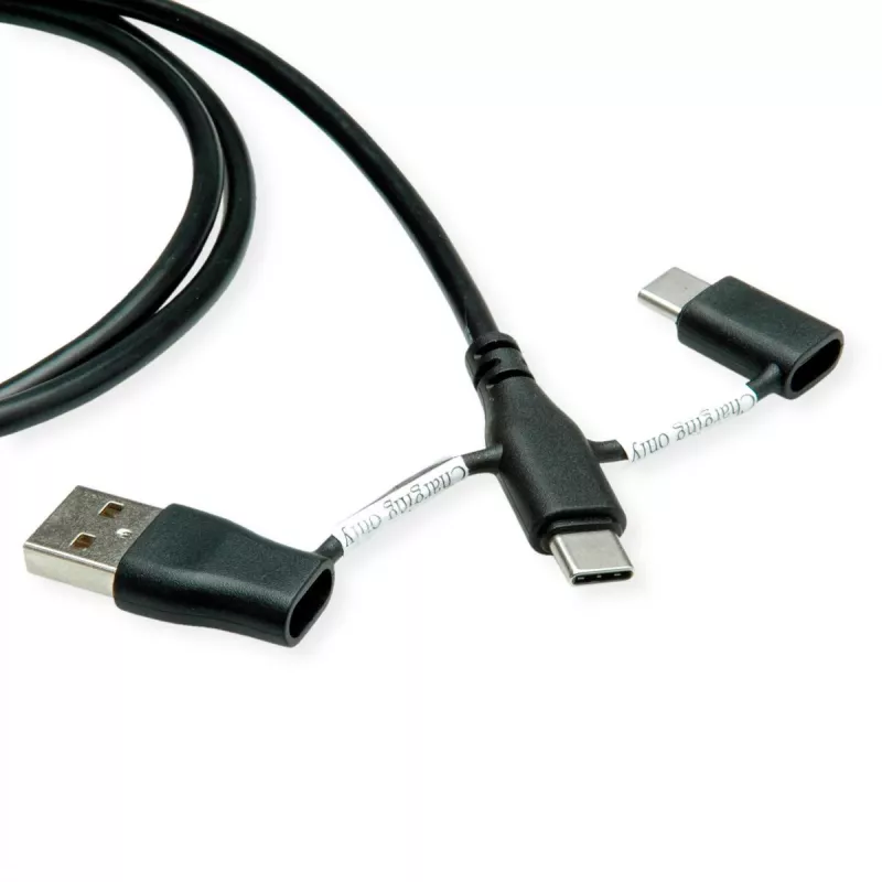ROLINE USB 2.0 kábel Type-C ST/ST s dátovými blokovacími adaptérmi A a C - kábel - digitálny/dátový