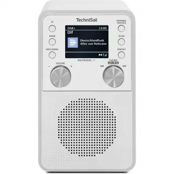 Digitálne rádio TECHNISAT DigitRadio 317 biele — príjem FM a DAB+, kompaktný stolný dizajn