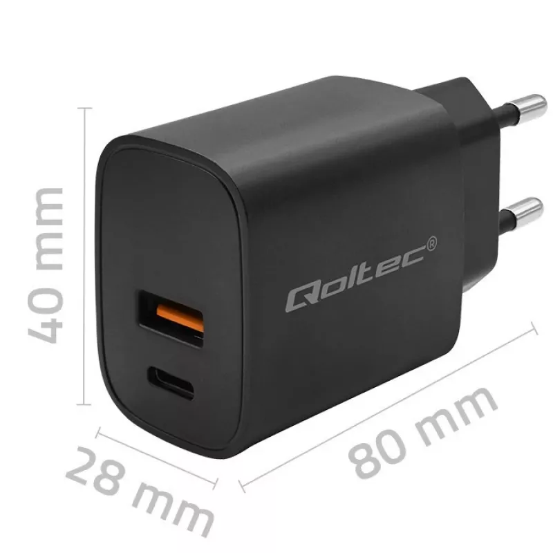 Napájací zdroj QOLTEC 52377 GaN 30W výstup 5–20V pre prenosné zariadenia