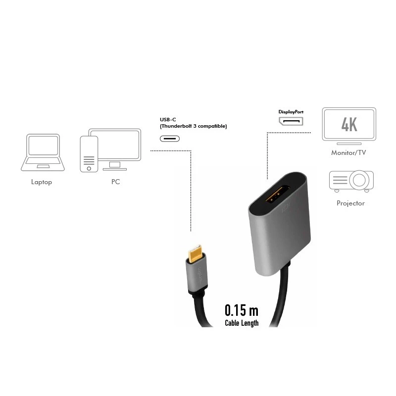 LogiLink CUA0102 USB 3.2 Gen1 Type-C na DisplayPort kábel 0,15 m čierna