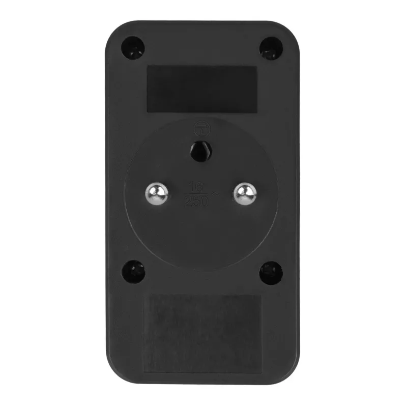 Rozbočovač napájania MACLEAN MCE249 F/B – 2 AC zásuvky (16A + 6A) s 2×USB-A a 2×USB-C PD 20W, EU konektor, čierny