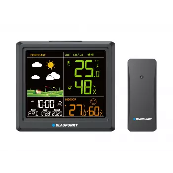 Meteostanica BLAUPUNKT WS25BK — monitor vnútornej/vonkajšej teploty a vlhkosti, čierny, 1 senzor, LCD displej