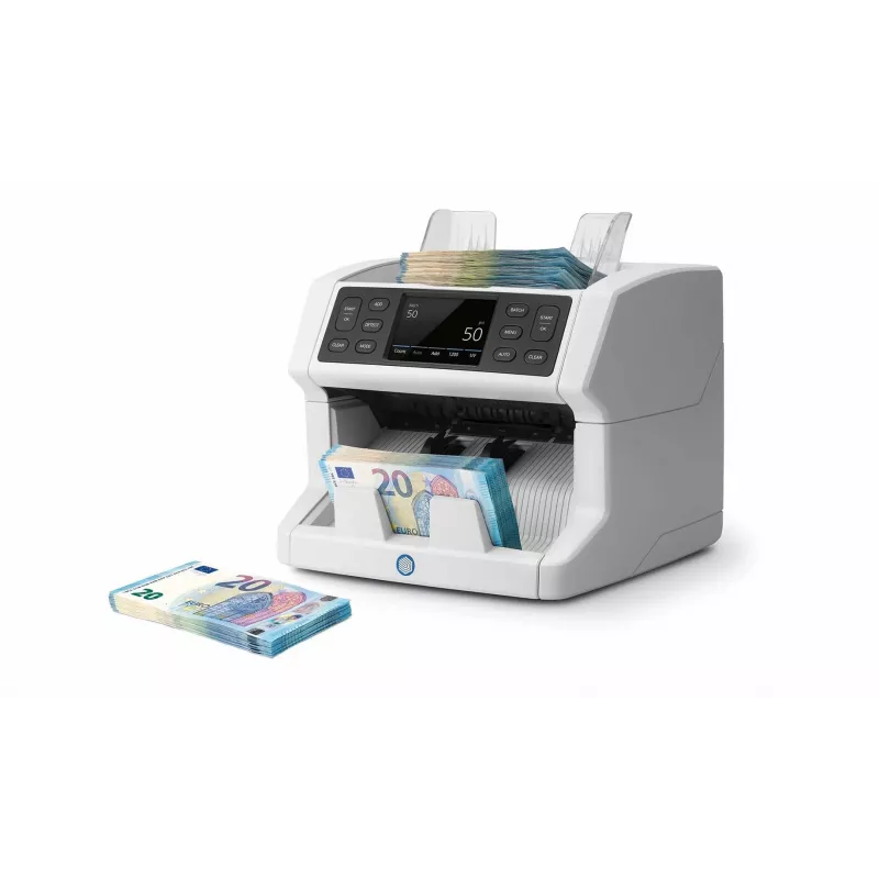 Safescan 2850 počítačka bankoviek s detekciou falzifikátov (UV, magnetická, veľkosť), 1500 bankoviek/min, dotykový displej, biela