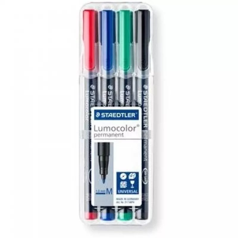 Permanentný marker Staedtler Lumocolor 317 WP4 čierna, modrá, zelená, červená