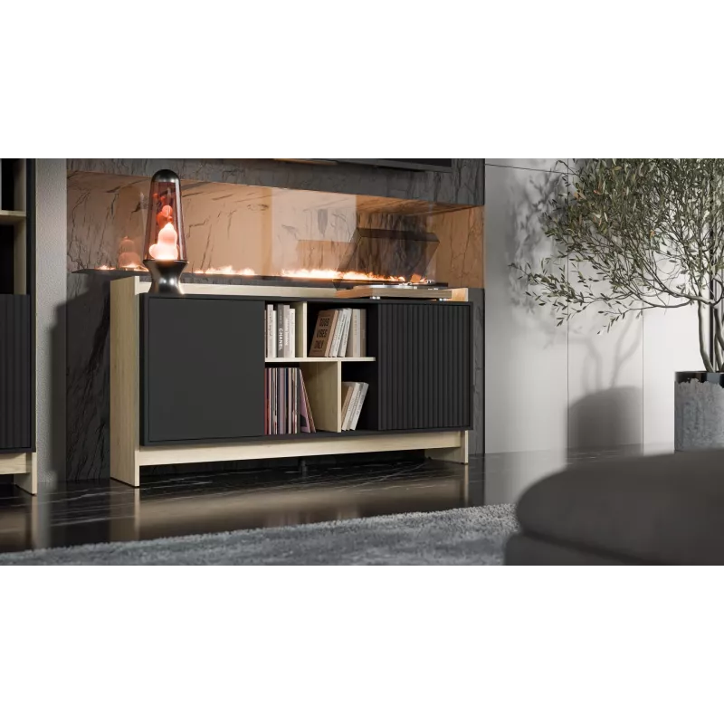 Cama PORTO 2D komoda 150x38x77 dub/čierna