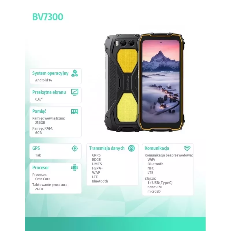 Smartfón Blackview BV7300 6GB/256GB žltý