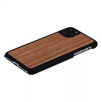 Puzdro na smartphone man and wood pre iPhone 11 Pro Max — čierny orech, drevená zadná strana, ochranný rám