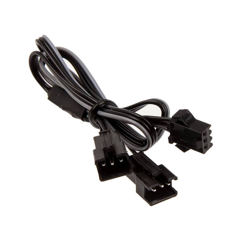 Interný napájací kábel PHANTEKS PH-CB-DRGB3P — 3-pin na 2× Molex (3-pin), čierny/sivý