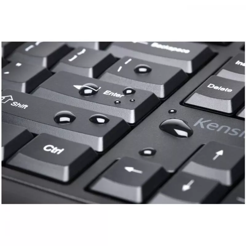 Kensington ProFit Ergo bezdrôtová klávesnica FR, plnoformátová (100%), káblová a bezdrôtová, RF Wireless + USB, AZERTY, čierna