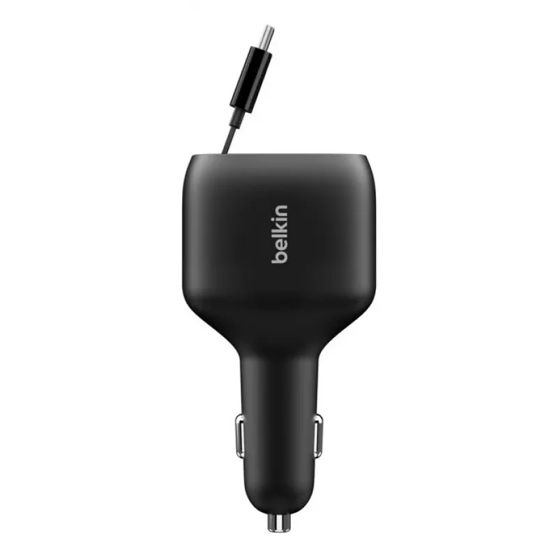 Belkin 75W 2-portový s vyťahovacím USB-C káblom do auta - kábel (CCC001HQBK)