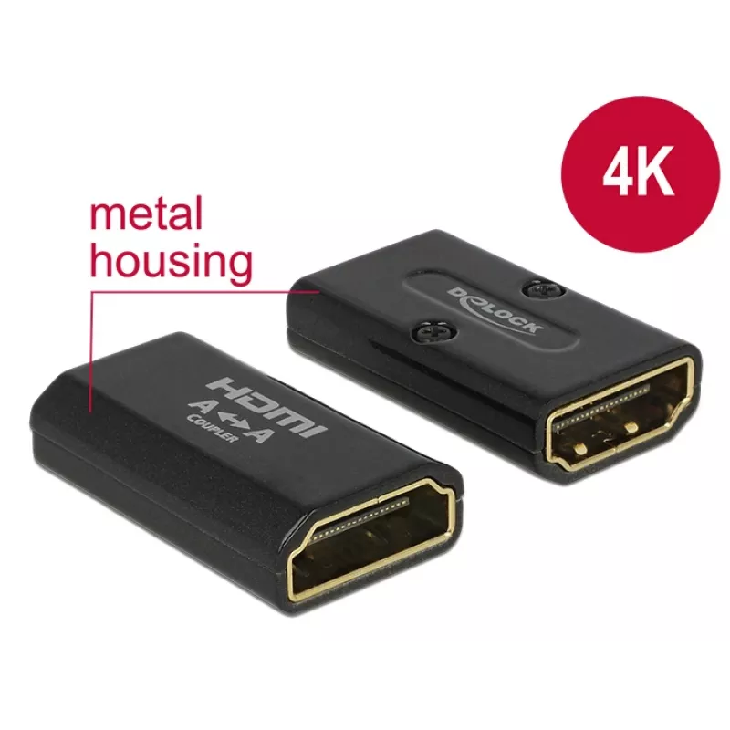 DELOCK adaptér High Speed HDMI s Ethernet – HDMI-A konektor samica > HDMI-A konektor samica 4K gender changer čierny