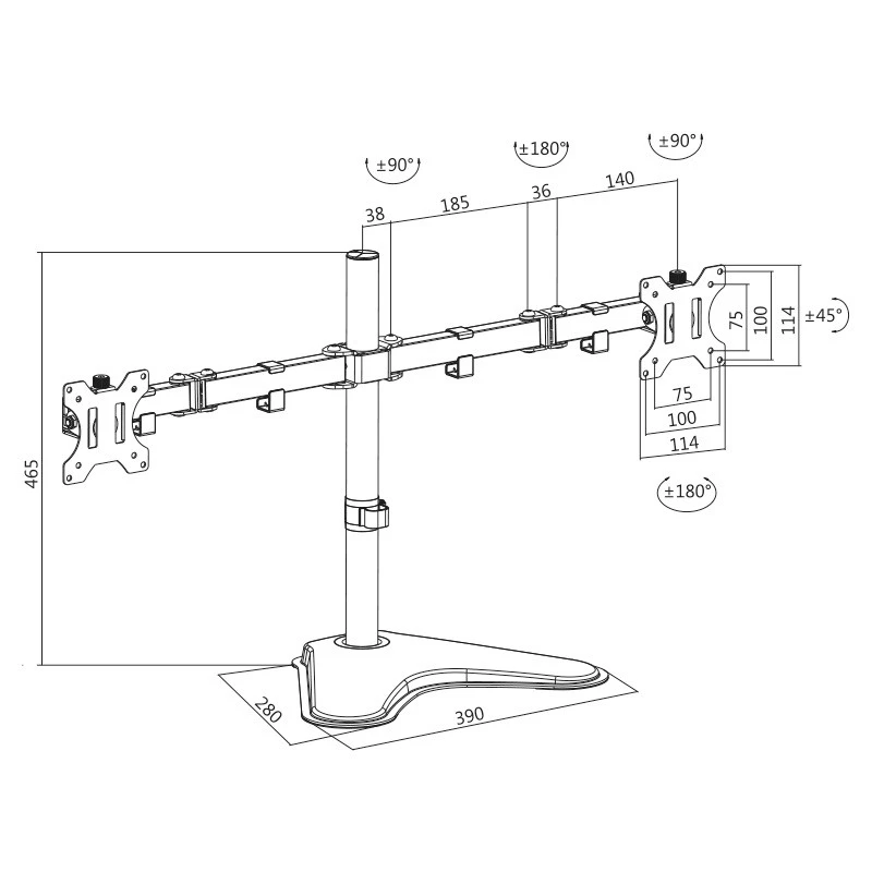 Držiak monitora LogiLink BP0045 81,3 cm (32 palcov) stolový čierny nerezová oceľ