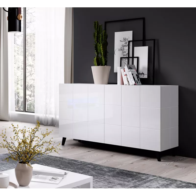 Cama komoda 2D REJA biela lesklá/biela lesklá