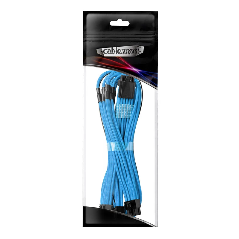 CableMod RT-Series Pro ModMesh 12VHPWR na 3× PCIe kábel 60 cm svetlomodrý