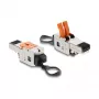 DELOCK RJ45 konektor samec so svorkovým uzáverom 2-pólový +/− bez nástroja, Composite-Power pripojenie, konektor samec, čierny/nehrdzavejúca oceľ