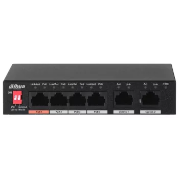 Dahua Technology PFS3006-4ET-60 neupravovaný L2 Fast Ethernet (10/100) Power over Ethernet (PoE) čierny