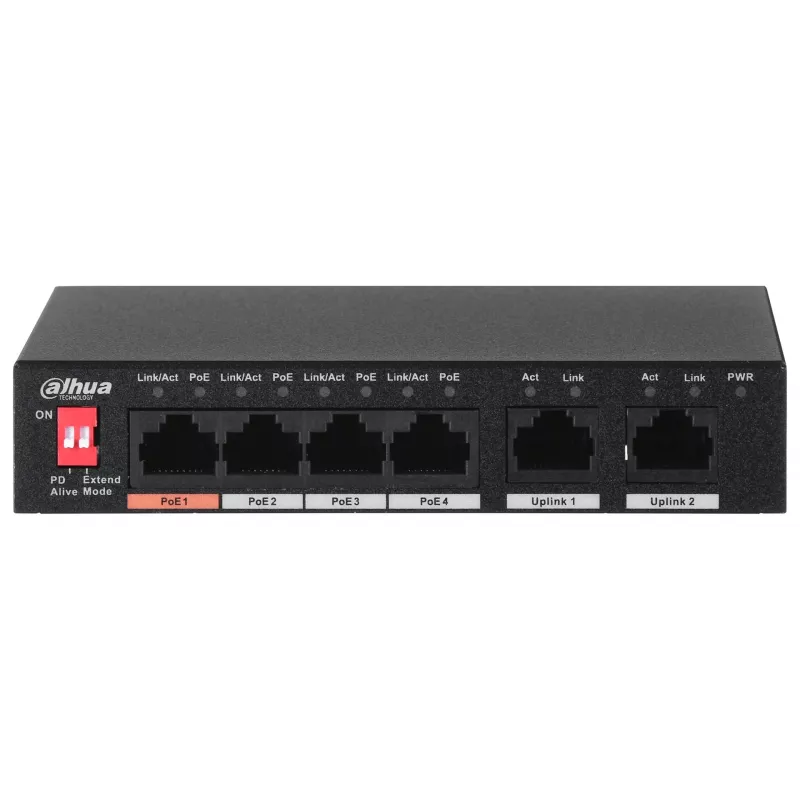 Dahua Technology PFS3006-4ET-60 neupravovaný L2 Fast Ethernet (10/100) Power over Ethernet (PoE) čierny