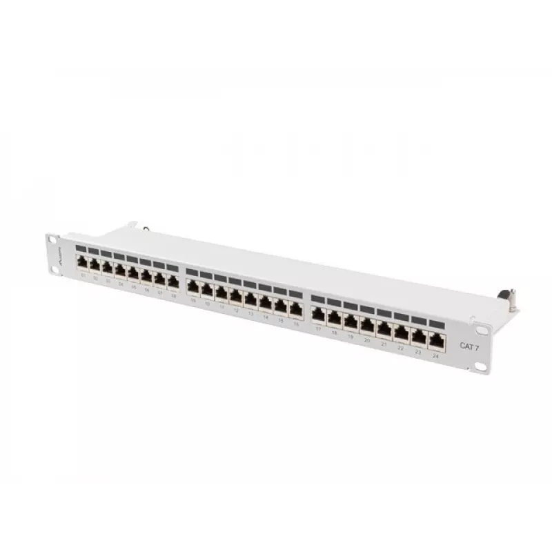 Lanberg PPS7-1024-S prepojovací panel 19 palcov 1U, 24 portov, Cat7, tienený FTP, sivý