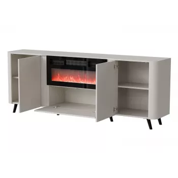 Komoda Cama Meble Volare 200 x 39 x 75 cm, cashmere finish, korpus z drevotriesky, integrovaný krb