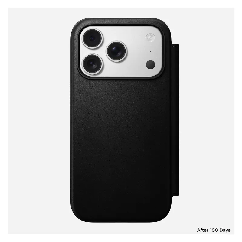 Kožené puzdro na telefón Nomad Modern Leather Folio pre iPhone 17 Pro, 16 cm (6,3 inch), čierna, 4 priehradky na karty