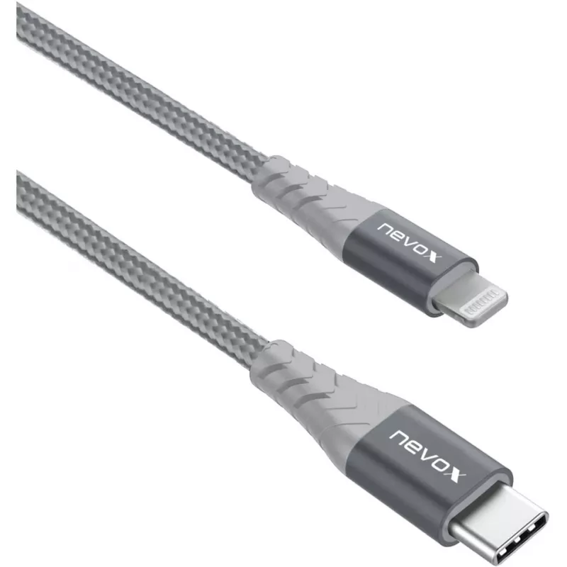 USB 2.0 adaptérový kábel, konektor samec USB-C > konektor samec Lightning (strieborná/sivá, 1 meter, PD, opláštený)