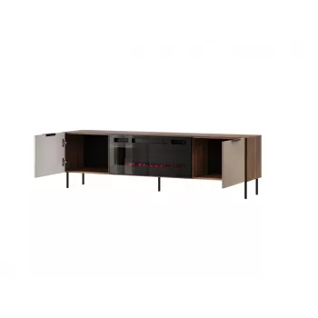 TV skrinka Cama Meble ALMERA 180,5×42×52,5 cm orech/cashmere s čiernym krbom