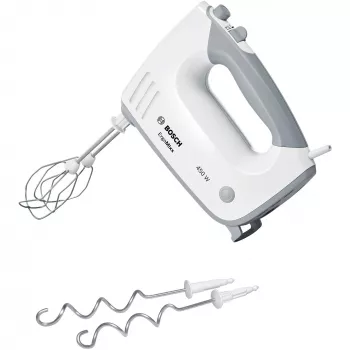 Ručný mixér Bosch MFQ36400 — 450 W, 5 rýchlostí, turbo, 1,3 m kábel, sivá/biela