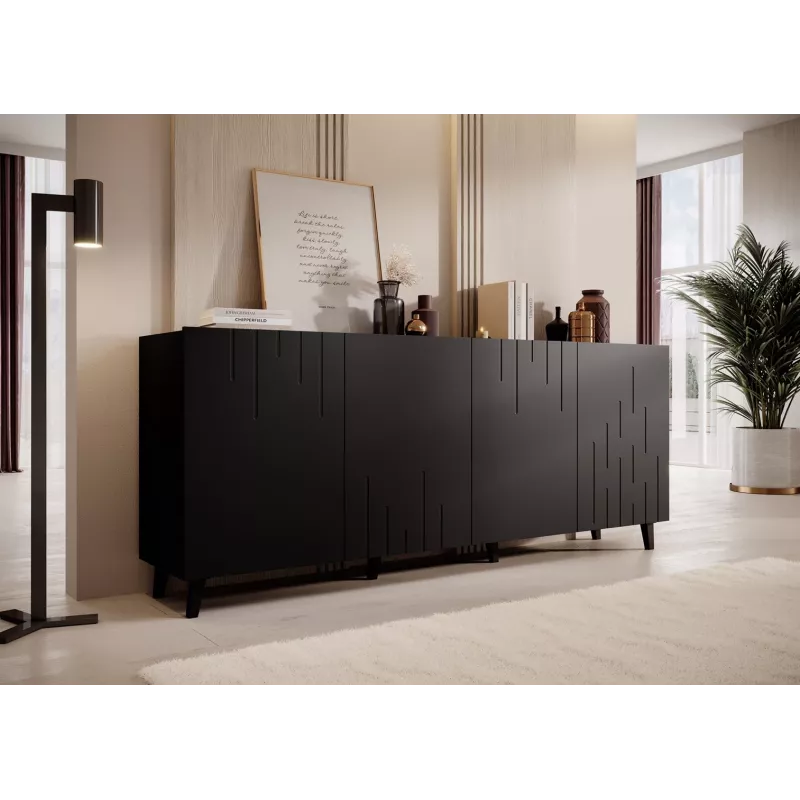 BARI komoda 200x42x82 čierna matná